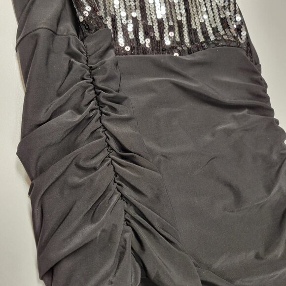 Sequin Sparkly Black and Silver Halter Strap Sexy Dress- Size L - Picture 15 of 15